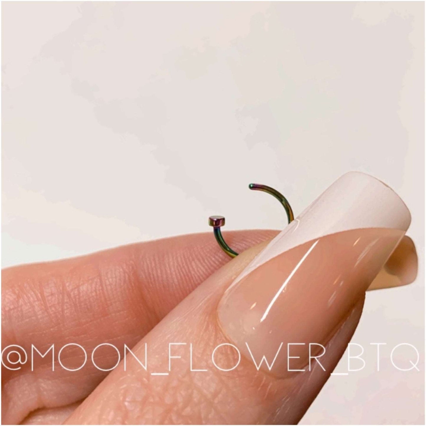 Rainbow Nailhead Fixed Half Hoop Nose Ring