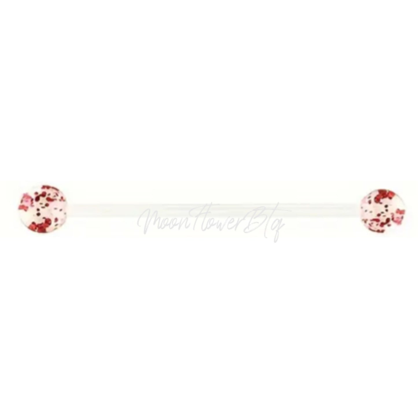 Clear Red Sparkly Acrylic Industrial Barbell Earring