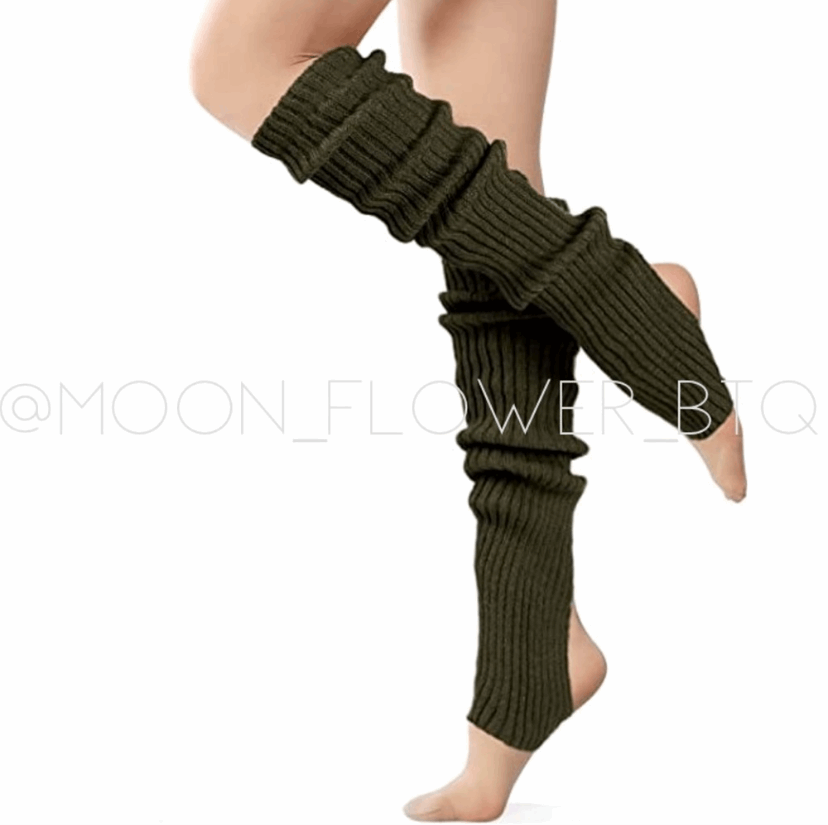 Dark Green Leg Warmers Toeless Yoga Dance Socks