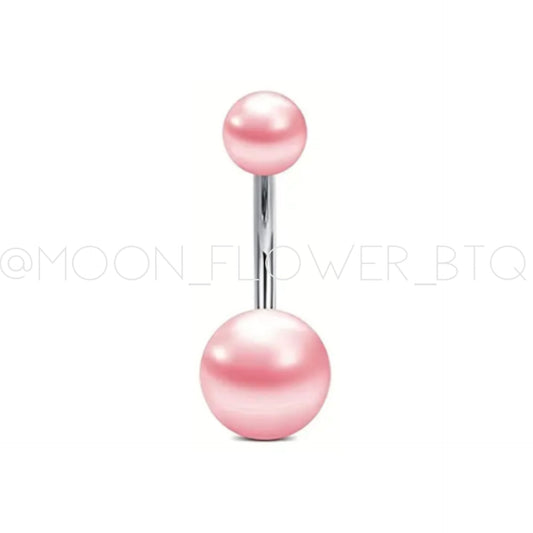 Pink Acrylic Surgical Steel Navel Belly Button Ring