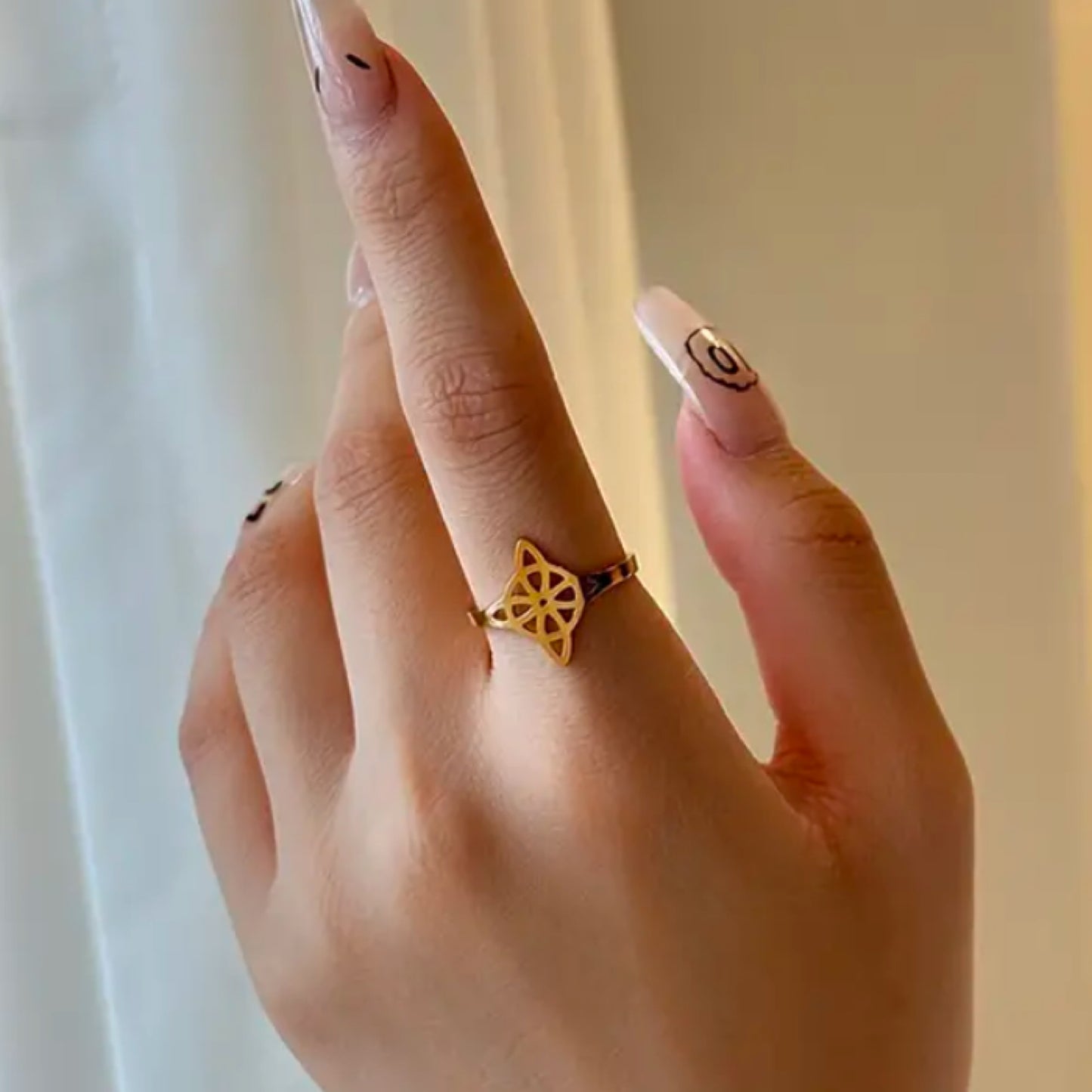 Gold Boho Mandala Cuff Ring