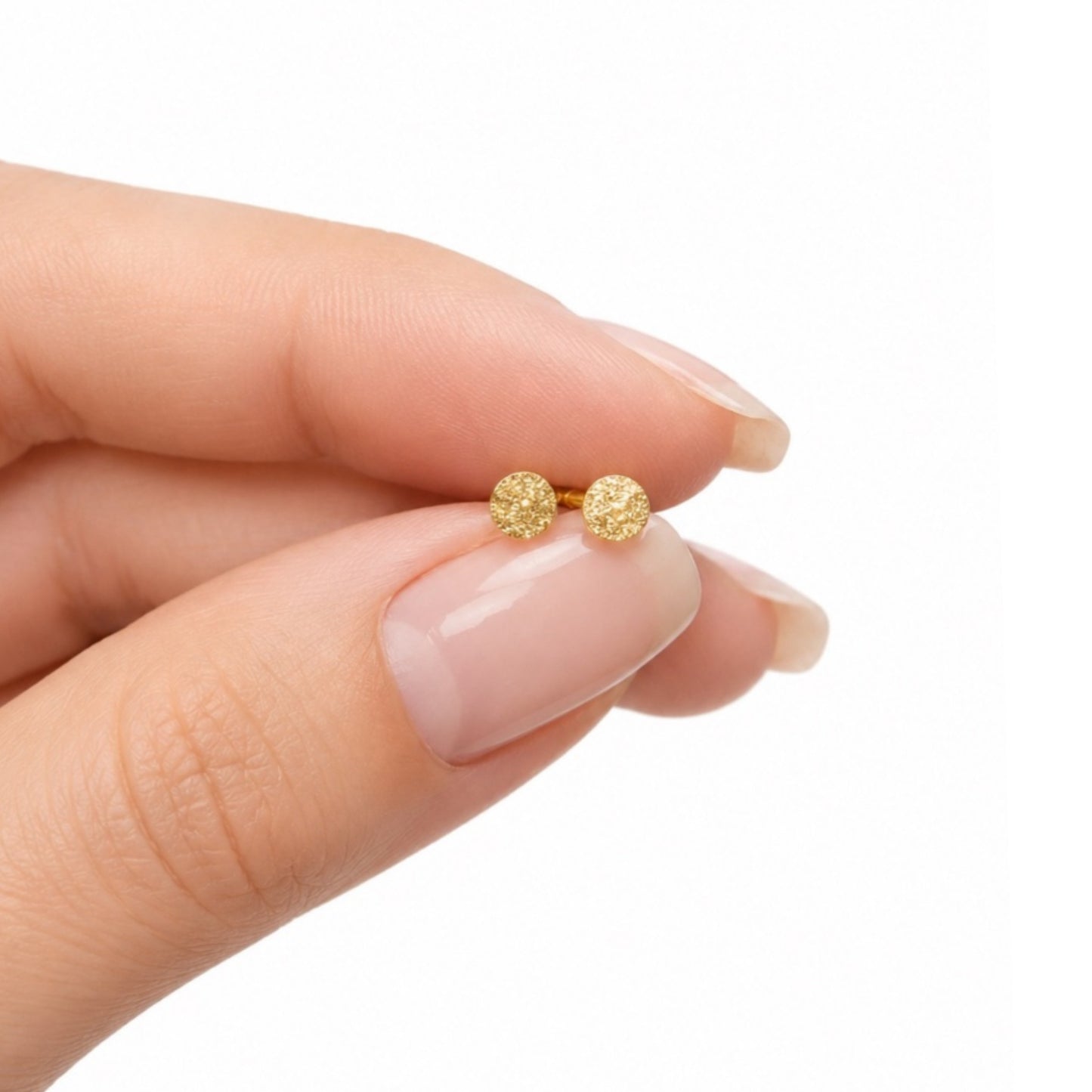 Tiny Gold Textured Dot Flat Back Stud Earrings