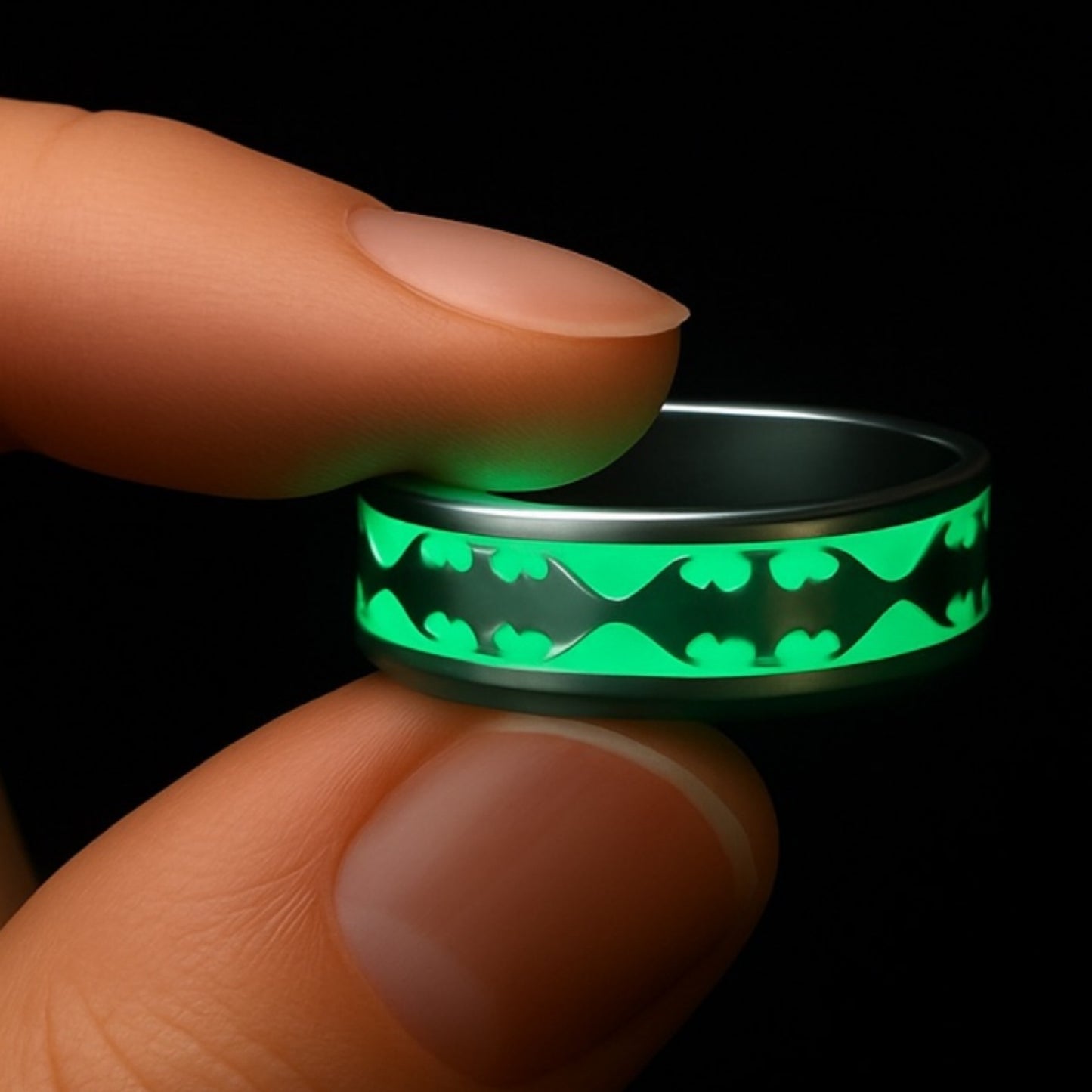 Glow in the Dark Bat Ring | Stainless Steel Band | Luminous Batman Style Jewelry