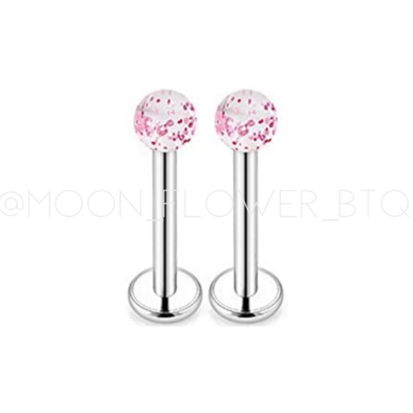 Pink Sparkle Flat Back Earrings