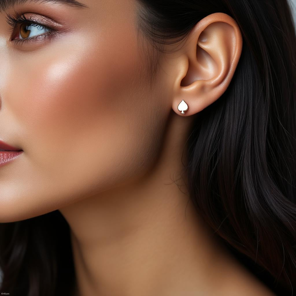 Tiny Rose Gold Poker Spade Stud Earrings