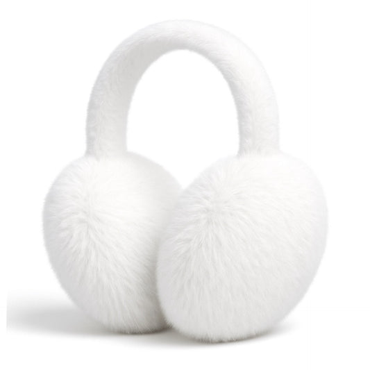 White Faux Fur Earmuffs | Winter Warm Plush Ear Covers
