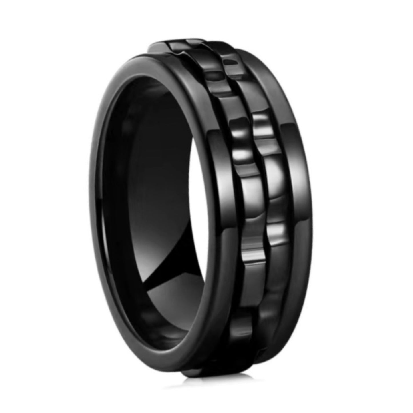 Black Spinning Gears Anxiety Fidget Ring