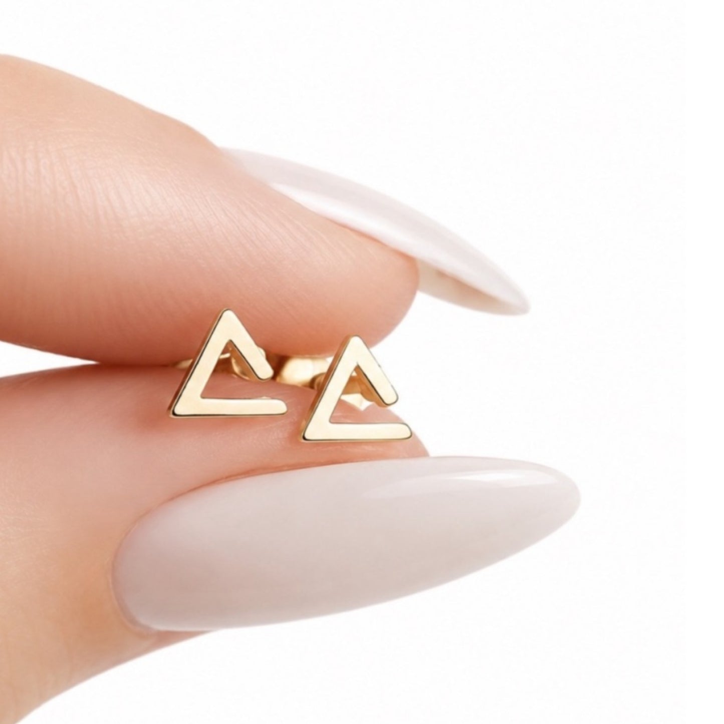 Tiny Gold Open Triangle Flat Back Stud Earrings