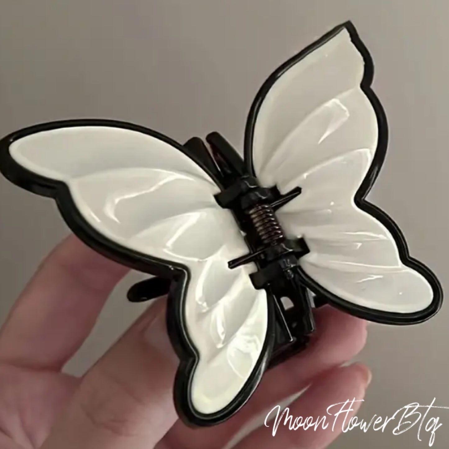 White Black Butterfly Hair Claw Clip