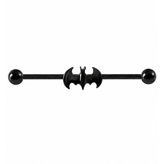 Black Stainless Steel Bat Industrial Barbell Earring