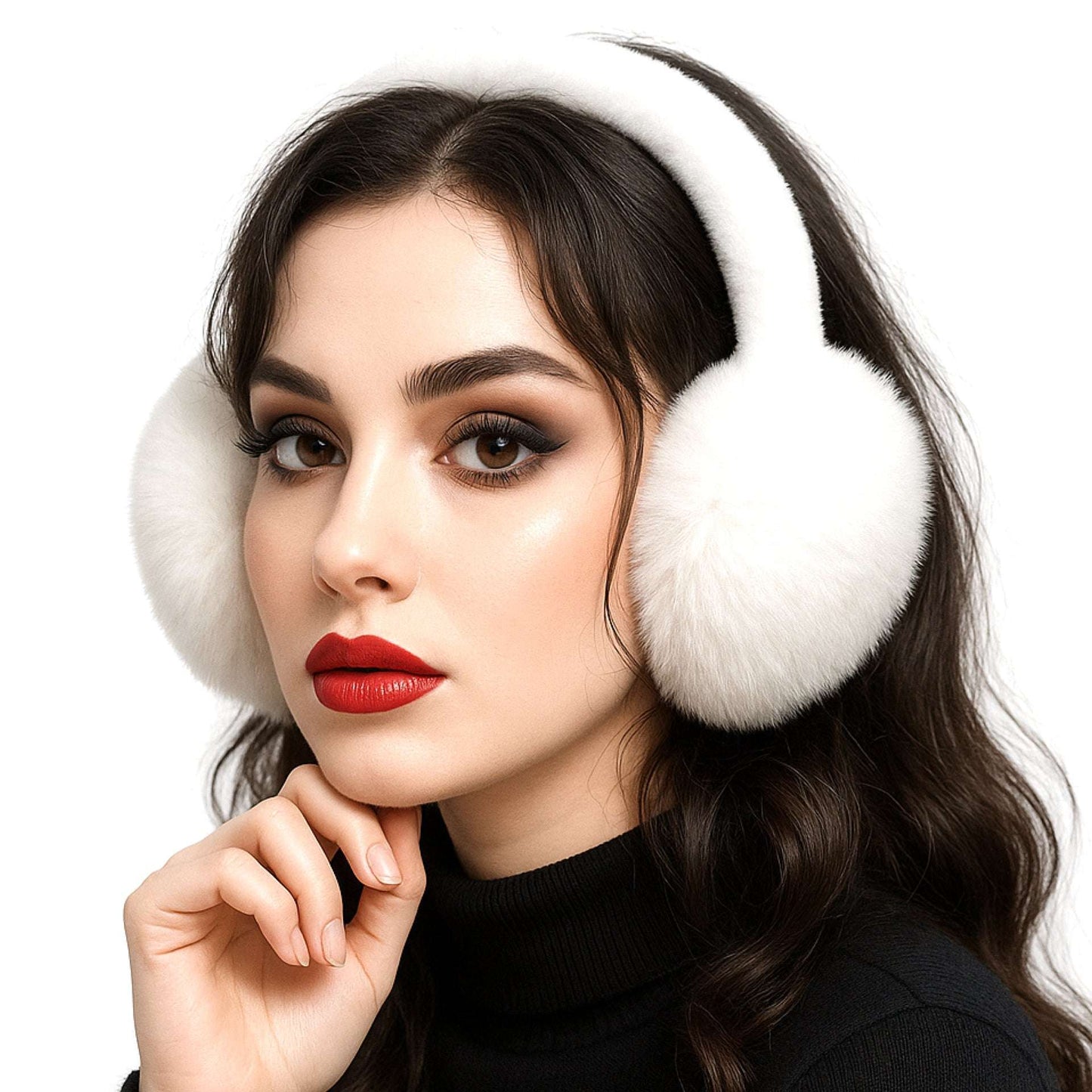 White Faux Fur Earmuffs | Winter Warm Plush Ear Covers