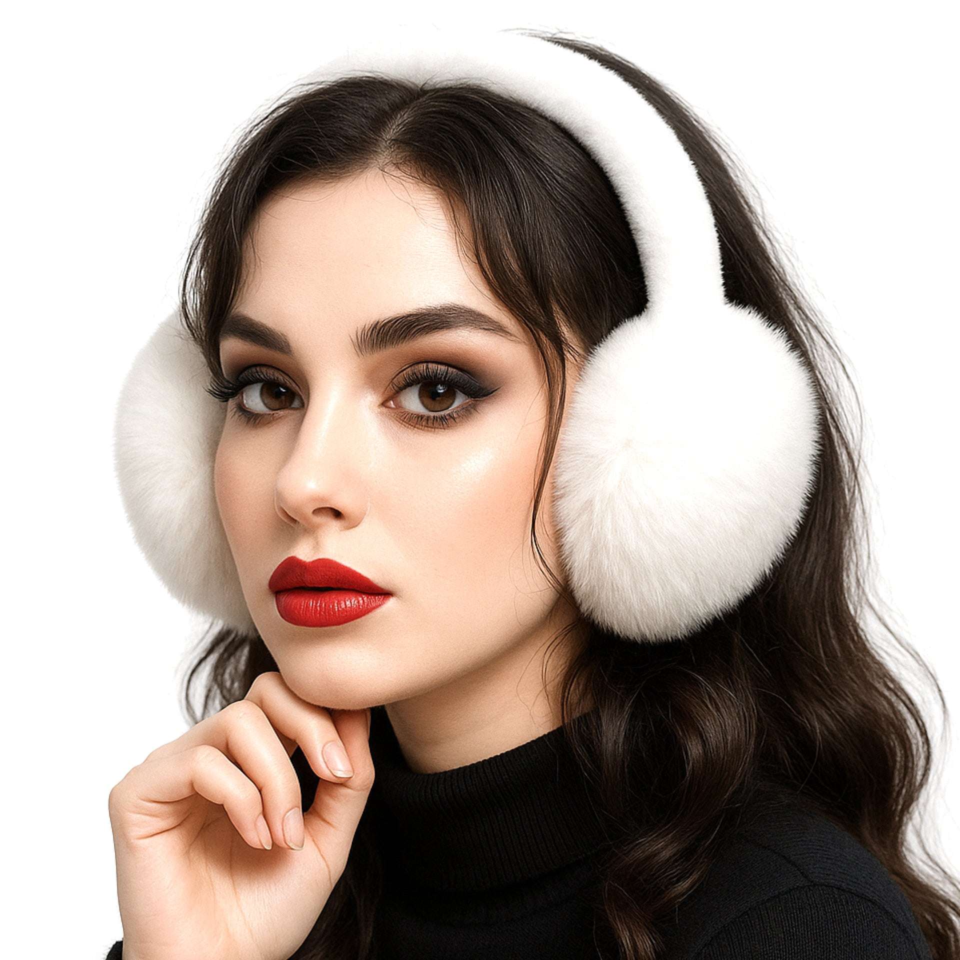 White Faux Fur Earmuffs | Winter Warm Plush Ear Covers