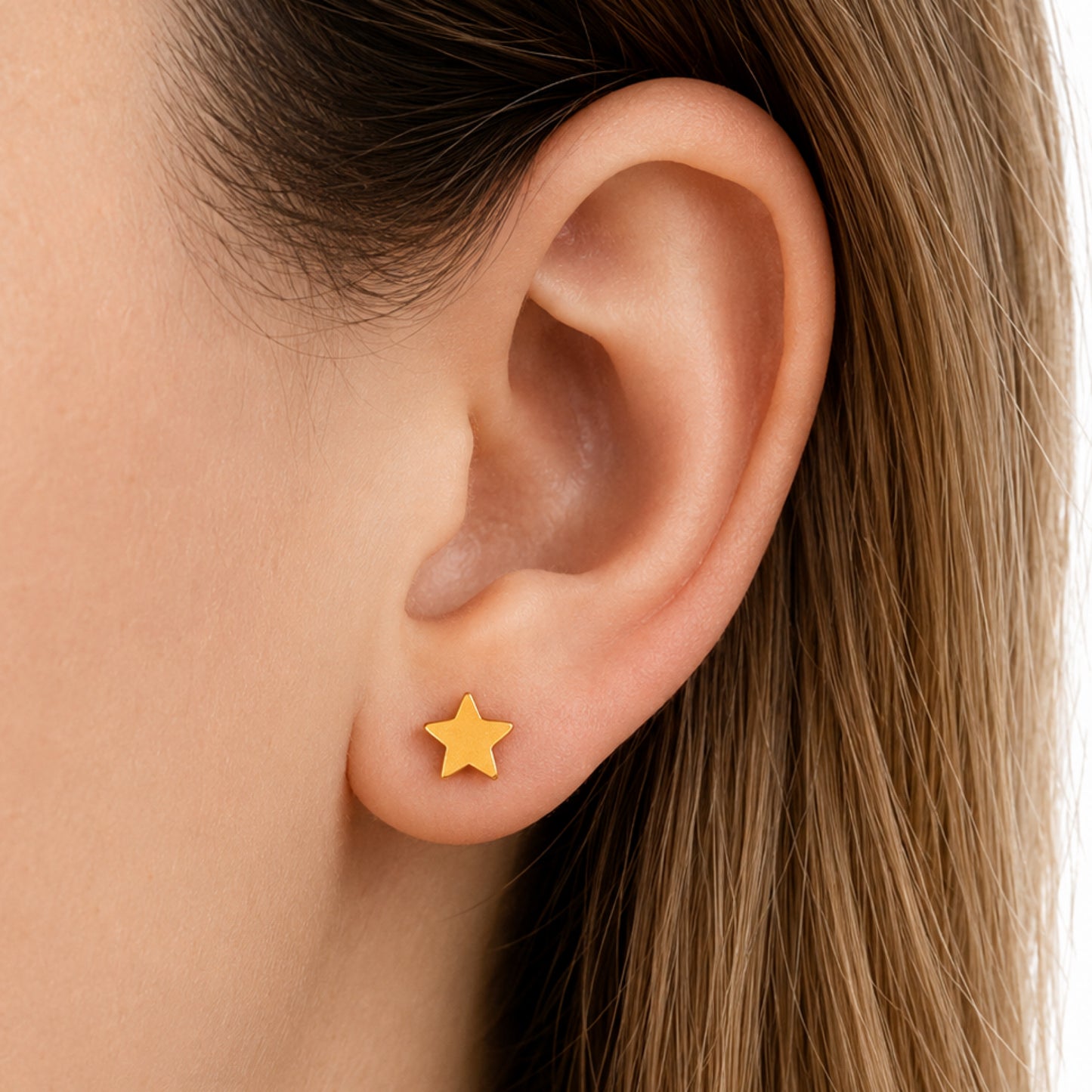 Orange Star Stainless Steel Barbell Earrings 18G
