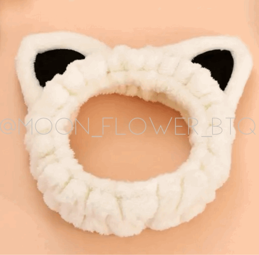 White Kitty Cat Plush Microfiber Facial Spa Headband