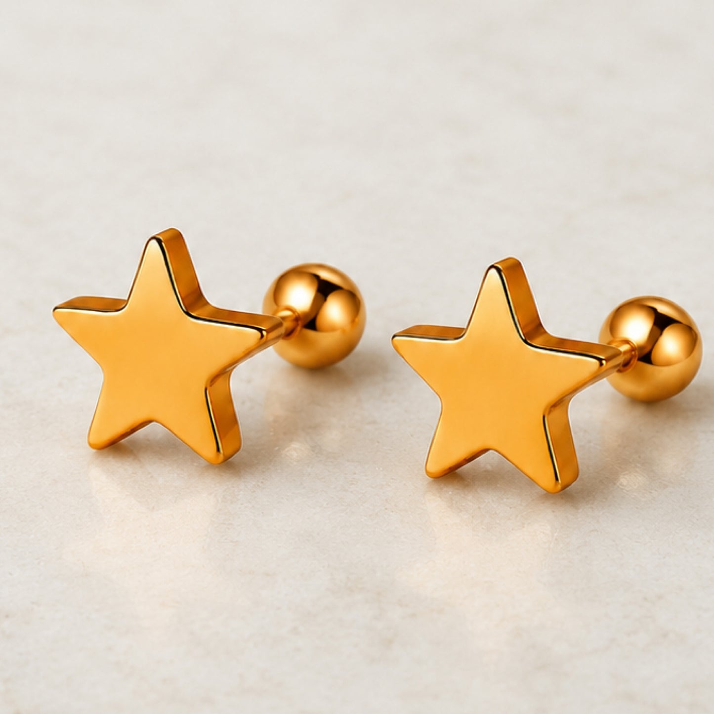 Orange Star Stainless Steel Barbell Earrings 18G