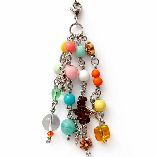 Starfish Fish Floral Charm | Colorful Beaded Bag Charm Zipper Pull