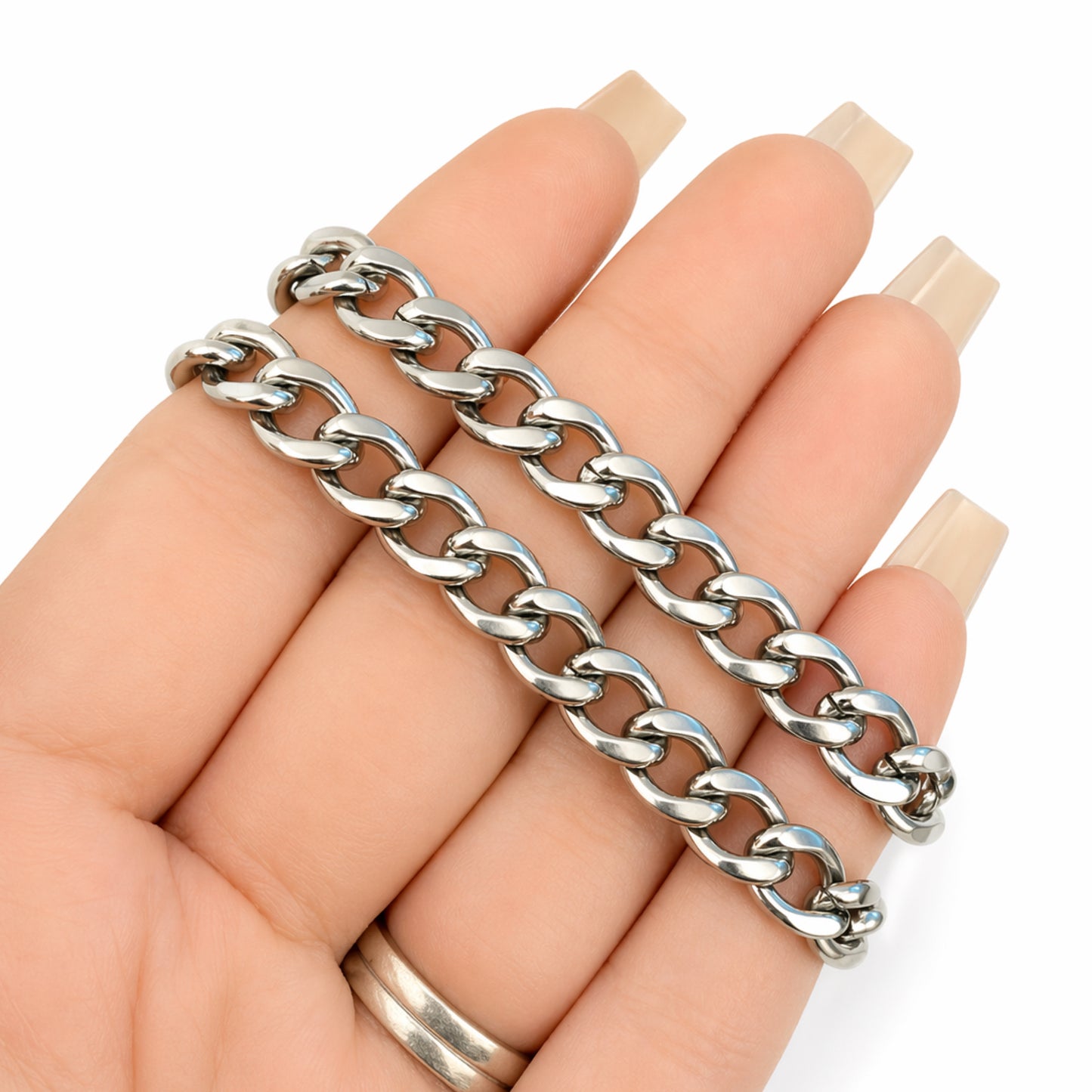 Stainless Steel Cuban Link Necklace & Bracelet Set – 20” Chain + 8” Bracelet