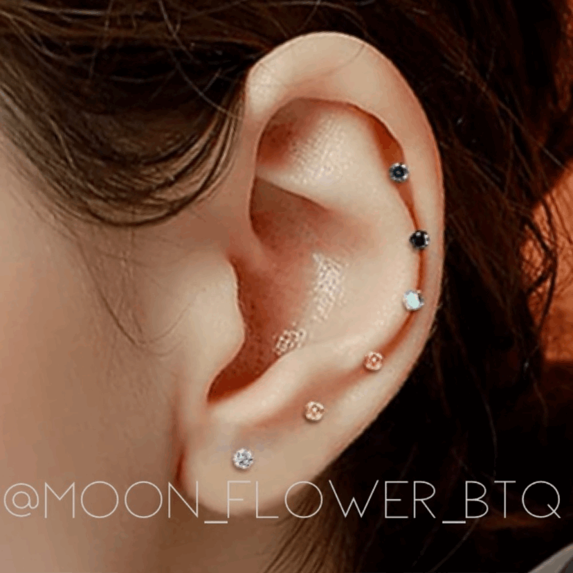 Tiny Gold Flat Back CZ Stud Earrings – 18k Gold Plated Stainless Steel