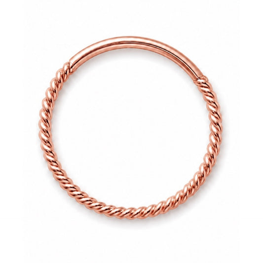 Rose Gold Twisted Clicker Hoop Ring