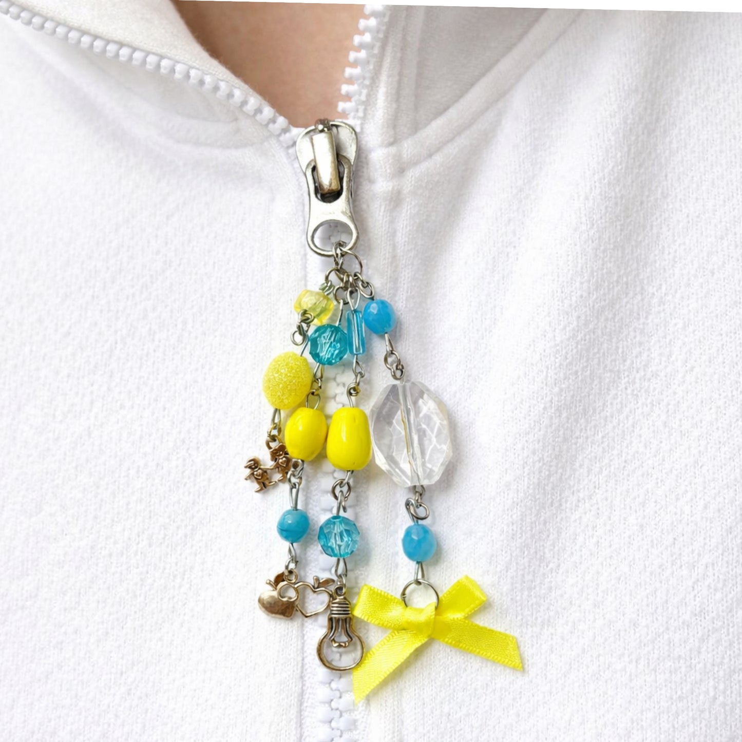 Teacher Beaded Charm Keychain – Apple Heart, Kids & Lightbulb