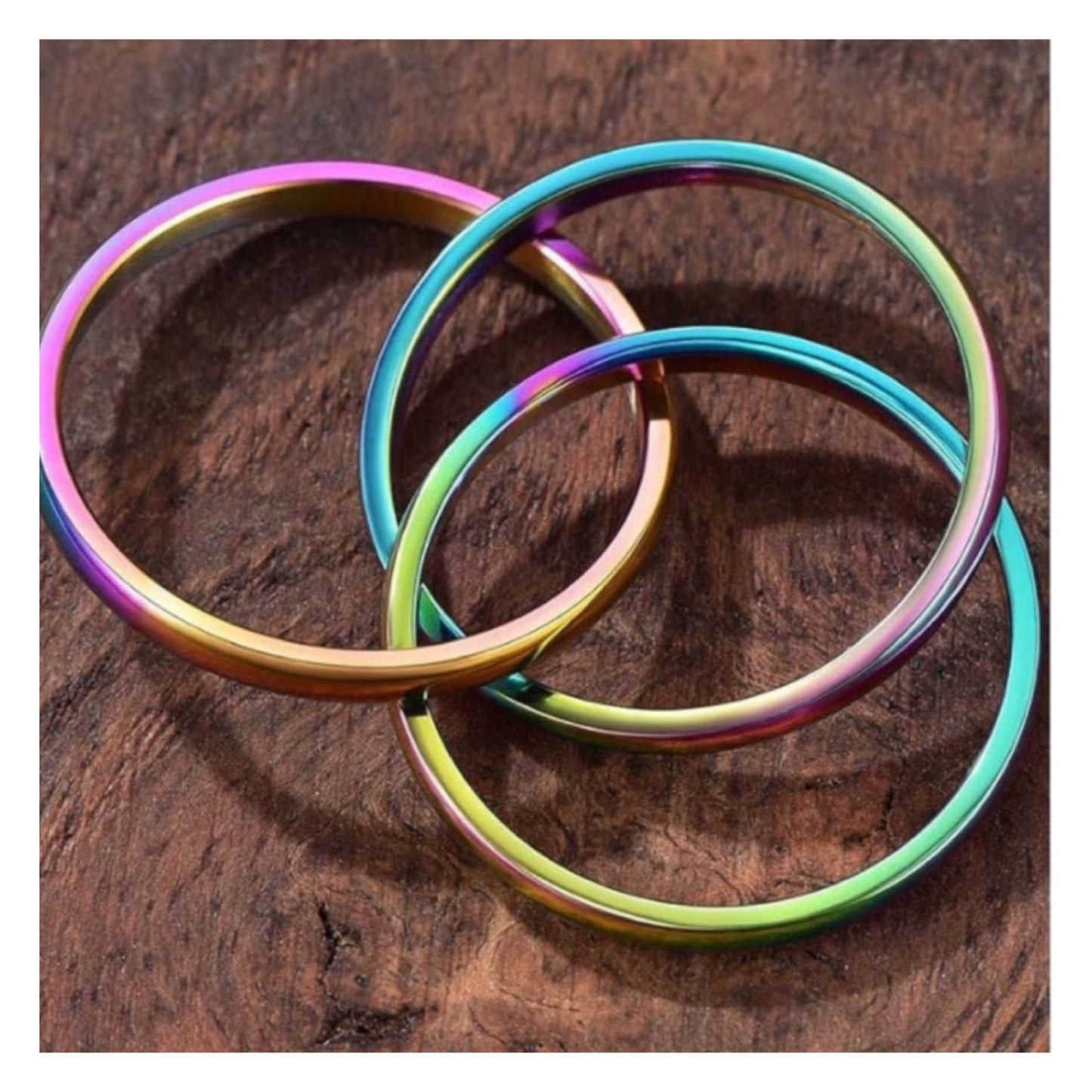 Rainbow Triple Interconnected Anxiety Fidget Ring