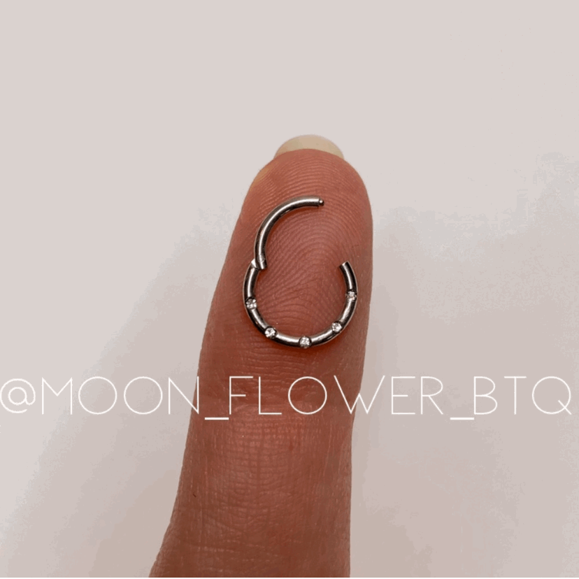 Silver CZ Clicker Style Hoop Septum Ring