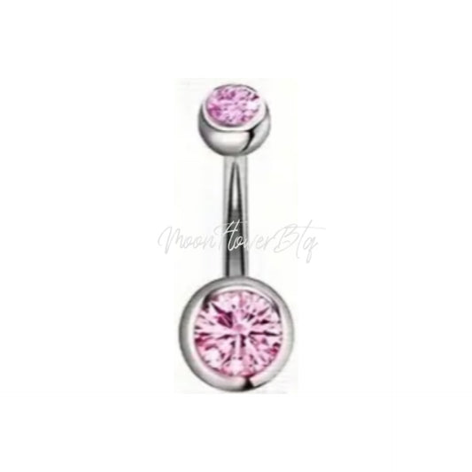 Light Pink CZ Navel Belly Button Ring
