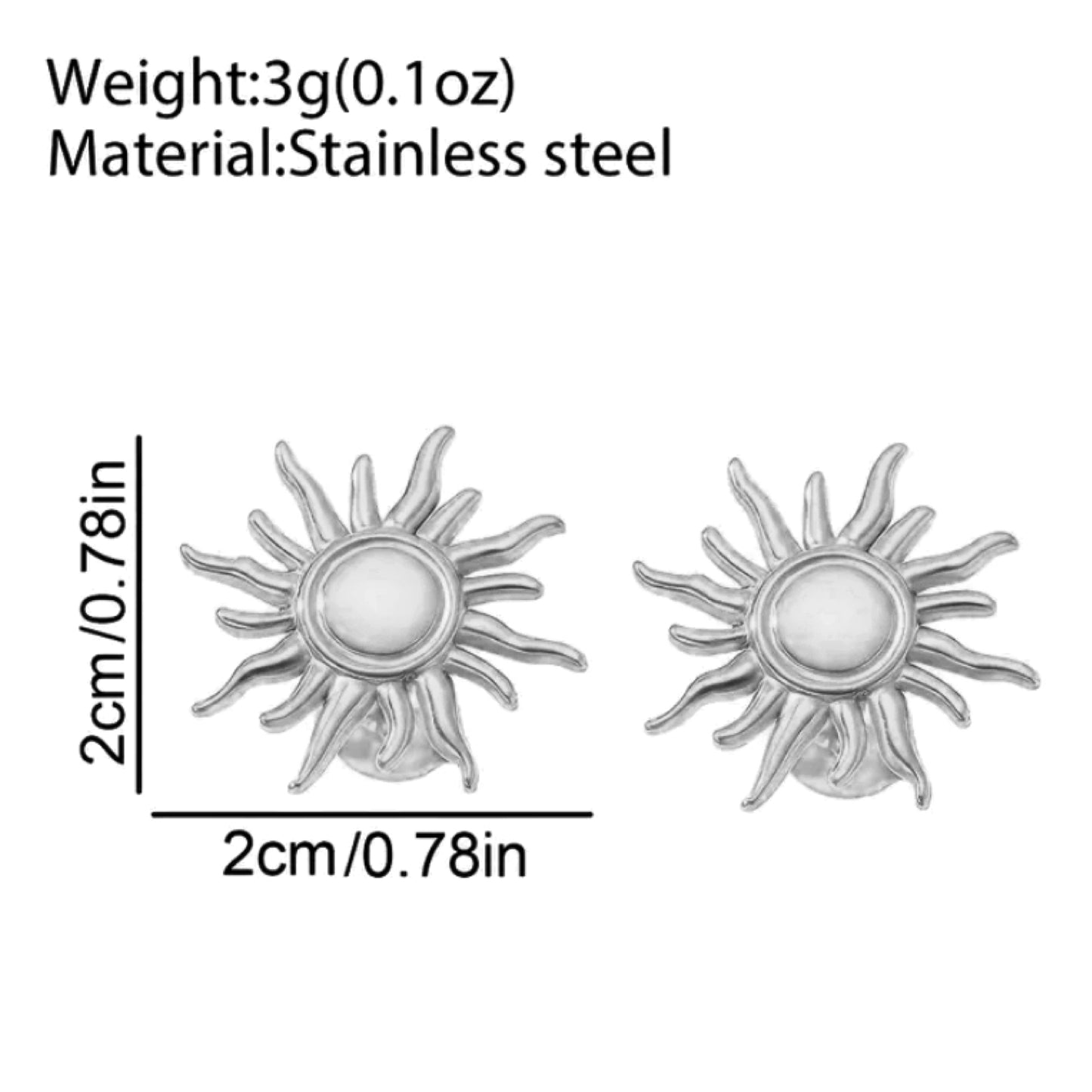 Silver Sun Stud Earrings