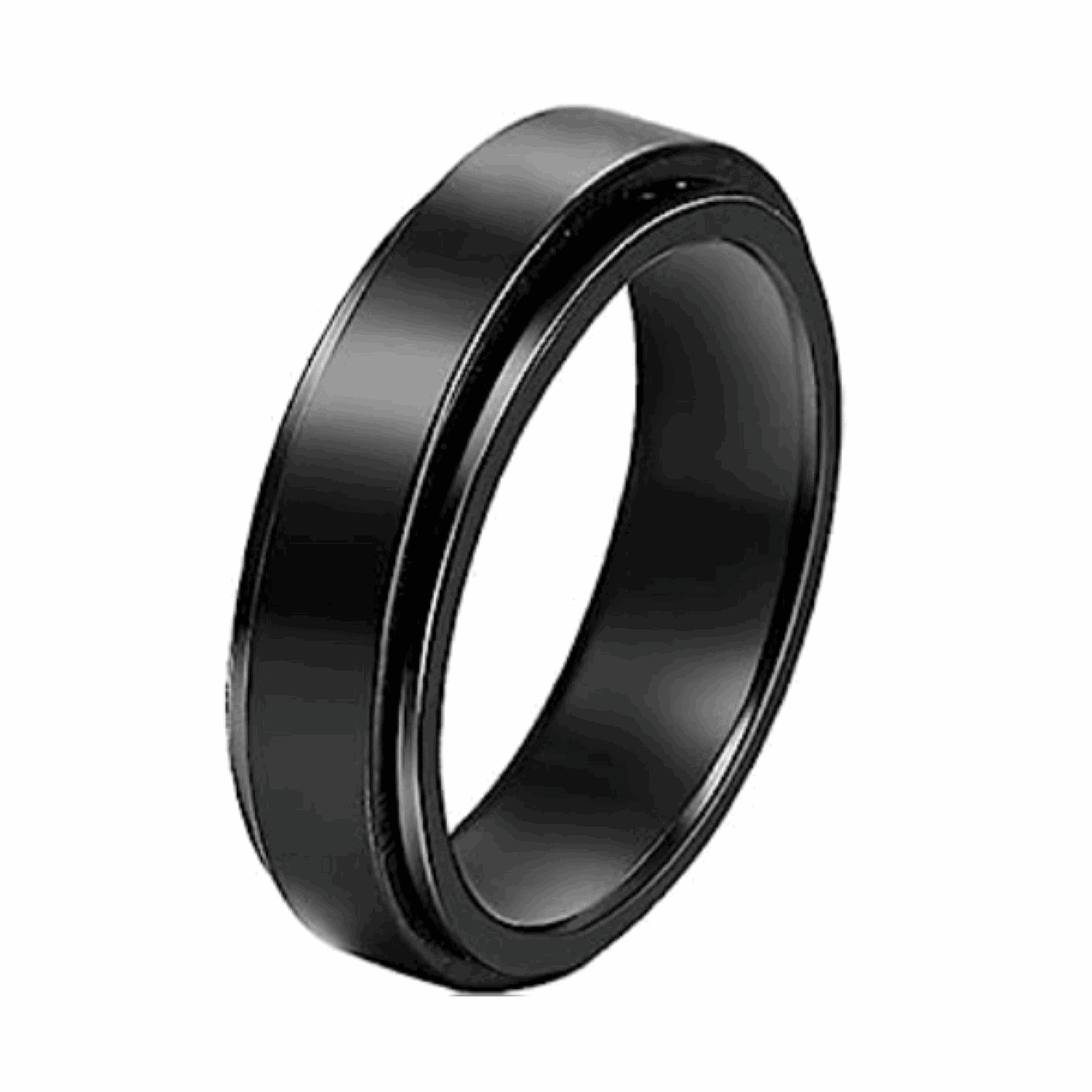 Black Stainless Steel Anxiety Fidget Spinner Ring