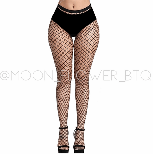 Sexy High Waist Fishnet Stockings Black