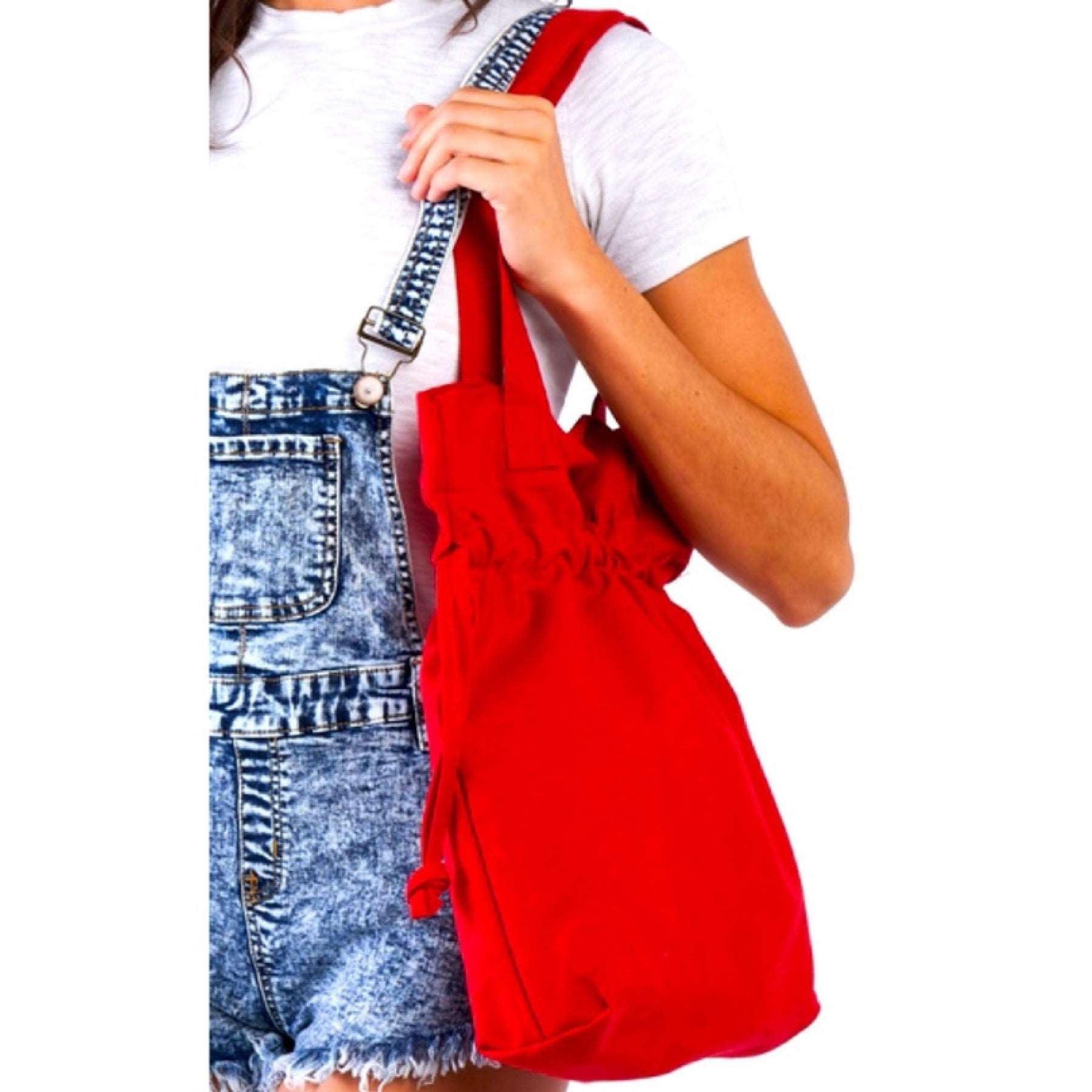 Red Drawstring Tote Bag