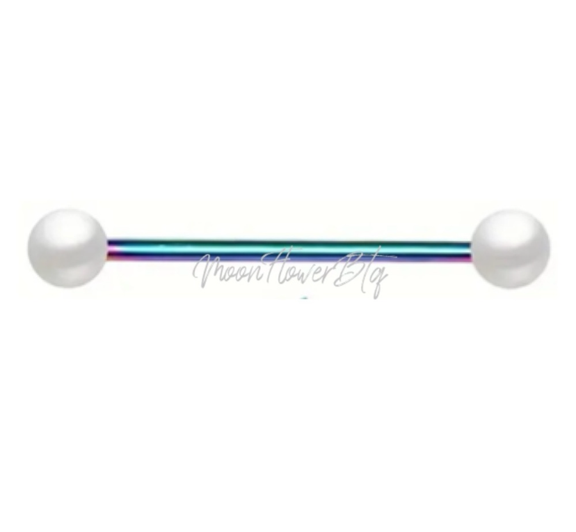 Pearl Rainbow Industrial Barbell Earring