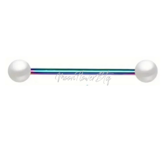 Pearl Rainbow Industrial Barbell Earring