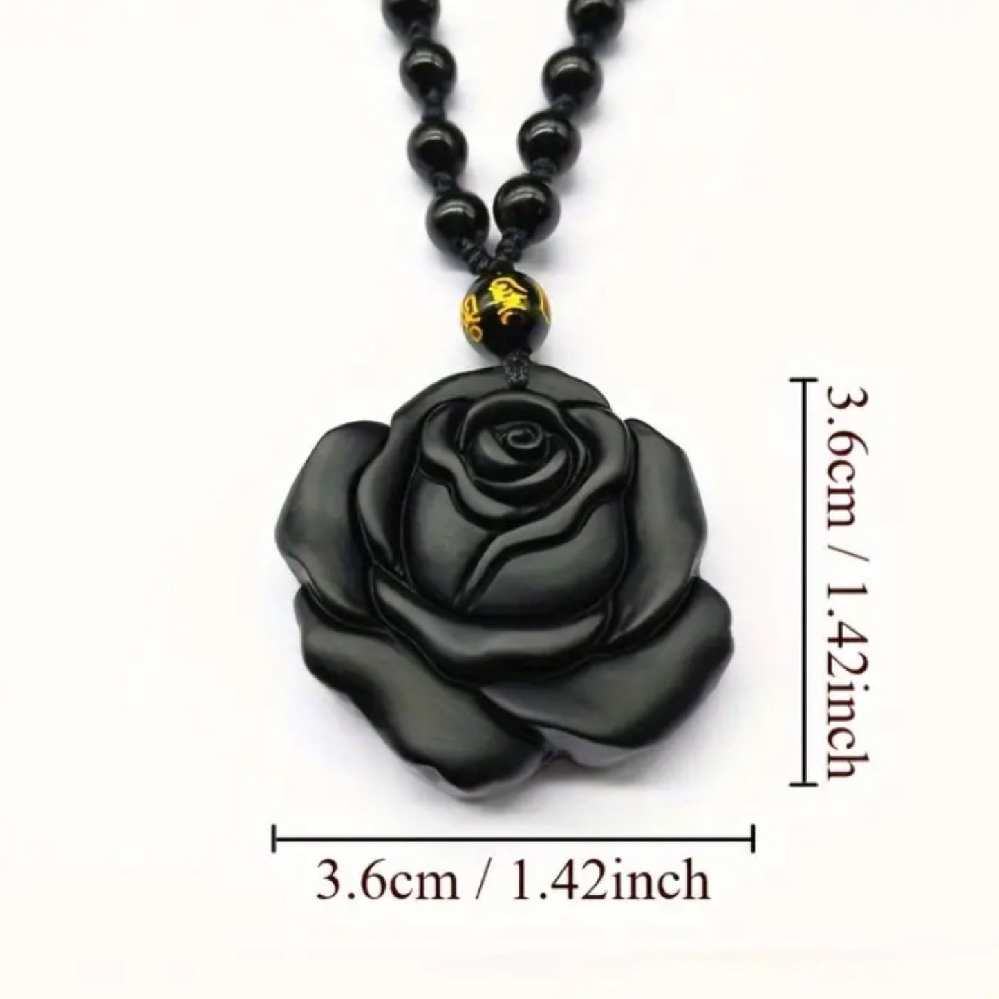 Black Obsidian Rose Pendant Necklace