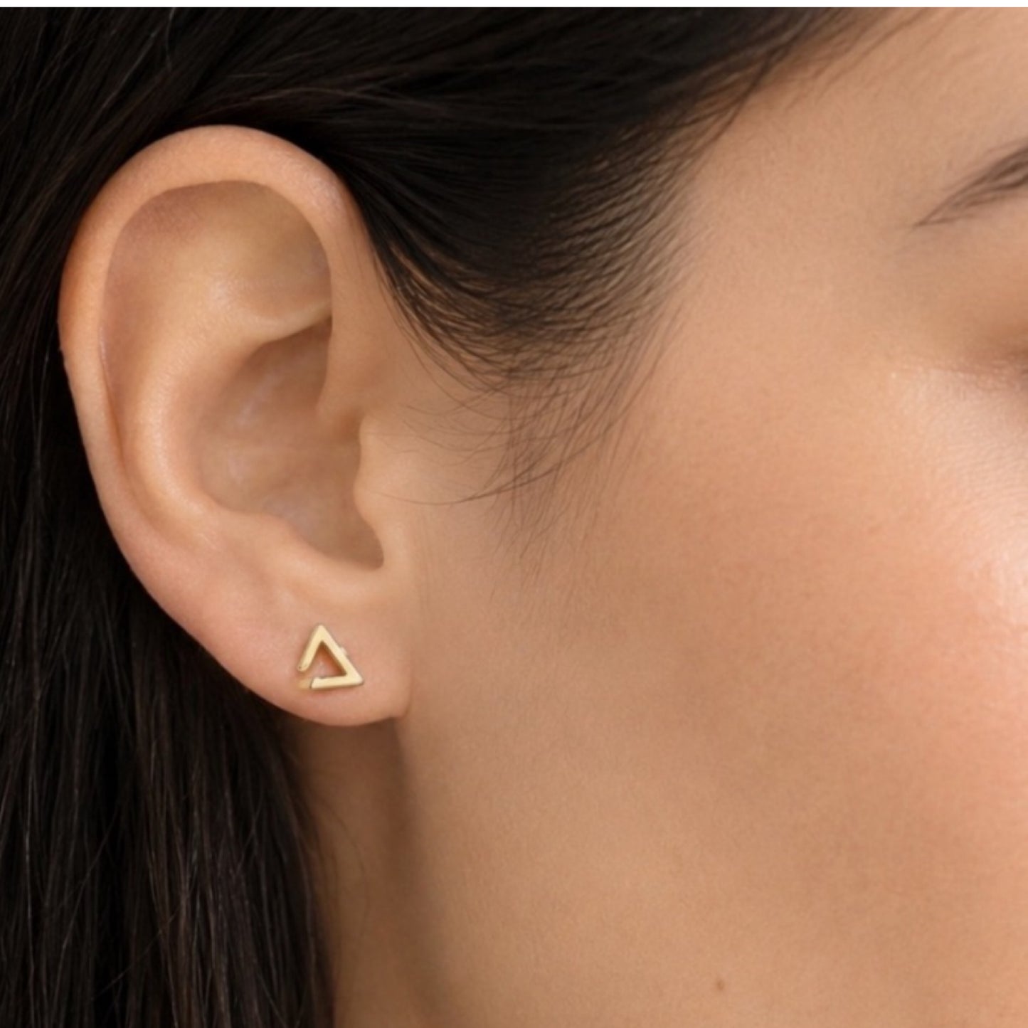 Tiny Gold Open Triangle Flat Back Stud Earrings
