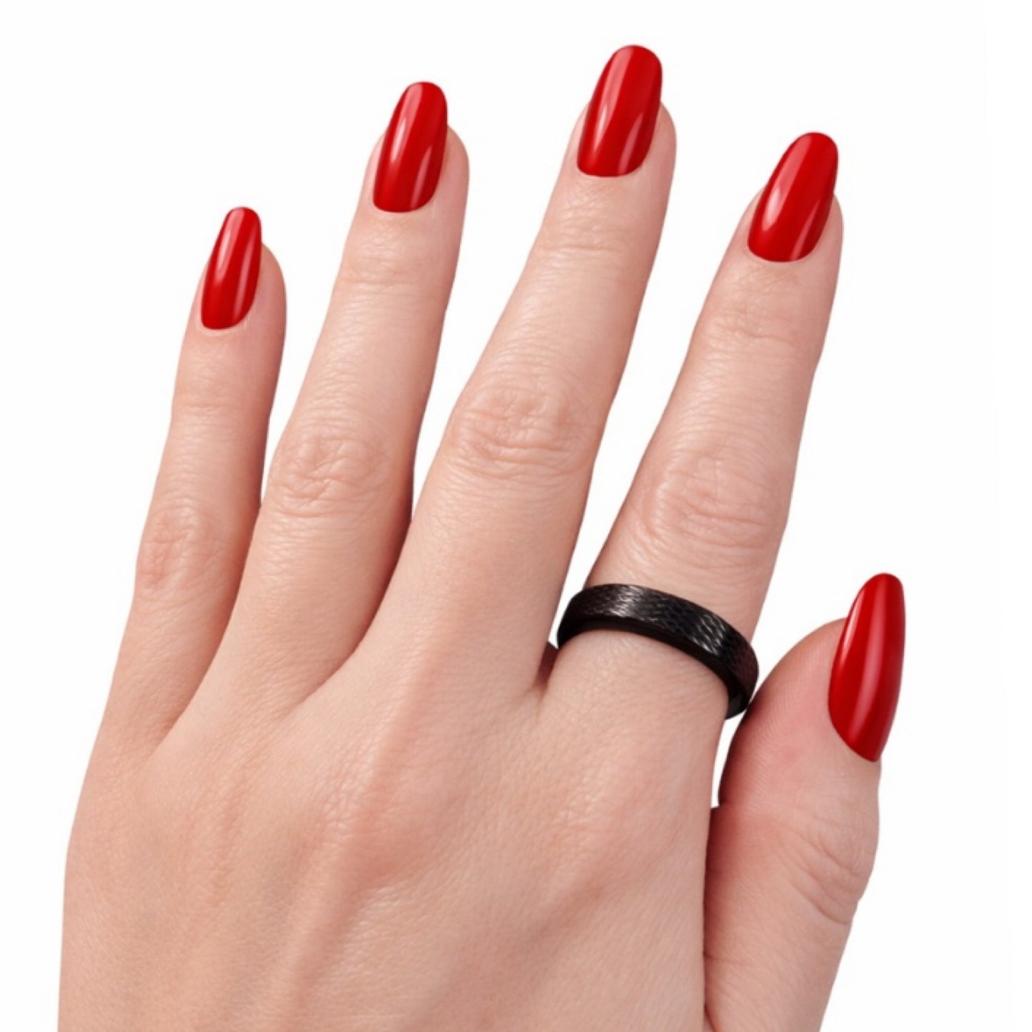 Black Stainless Steel Fidget Spinner Ring – Textured Anxiety Band