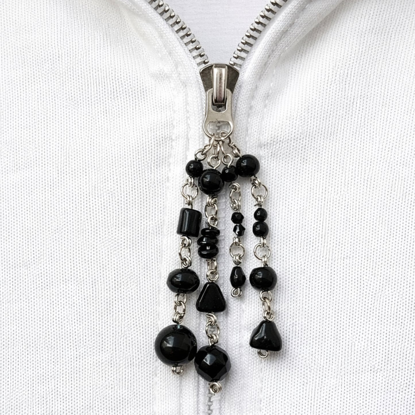 Black Beaded Charm - Keychain Bag Charm Zipper Pull