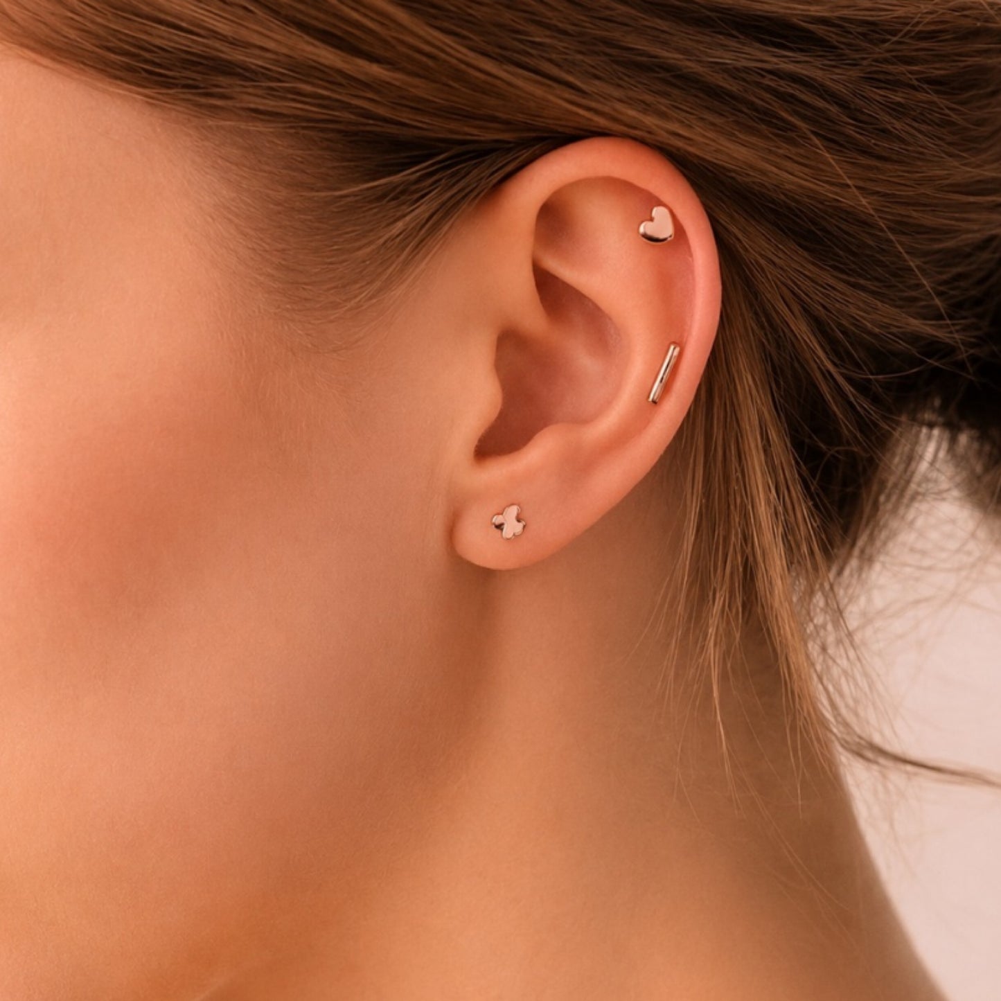Rose Gold Bar Flat Back Stud Earrings
