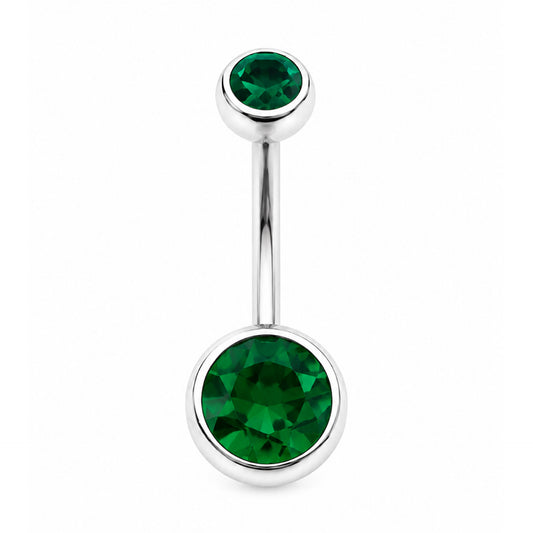 Emerald Green CZ Navel Belly Button Ring