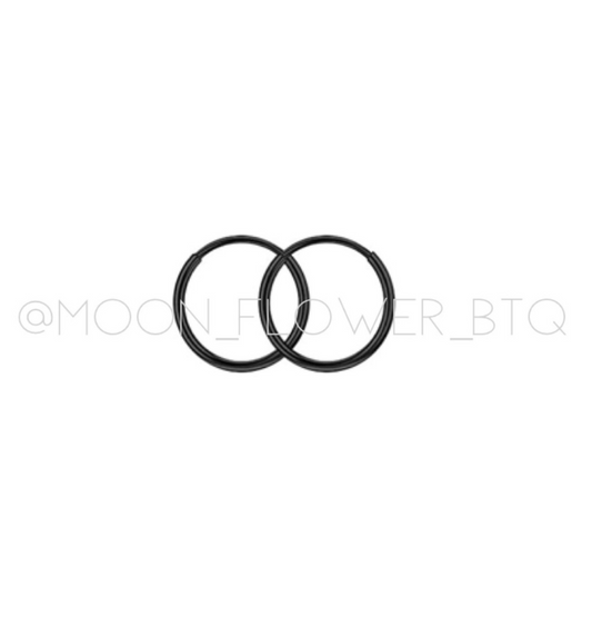 Black Endless Sleeper Hoop Earrings 12mm