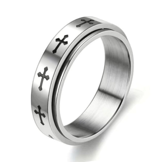 Cross Anxiety Fidget Spinner Ring