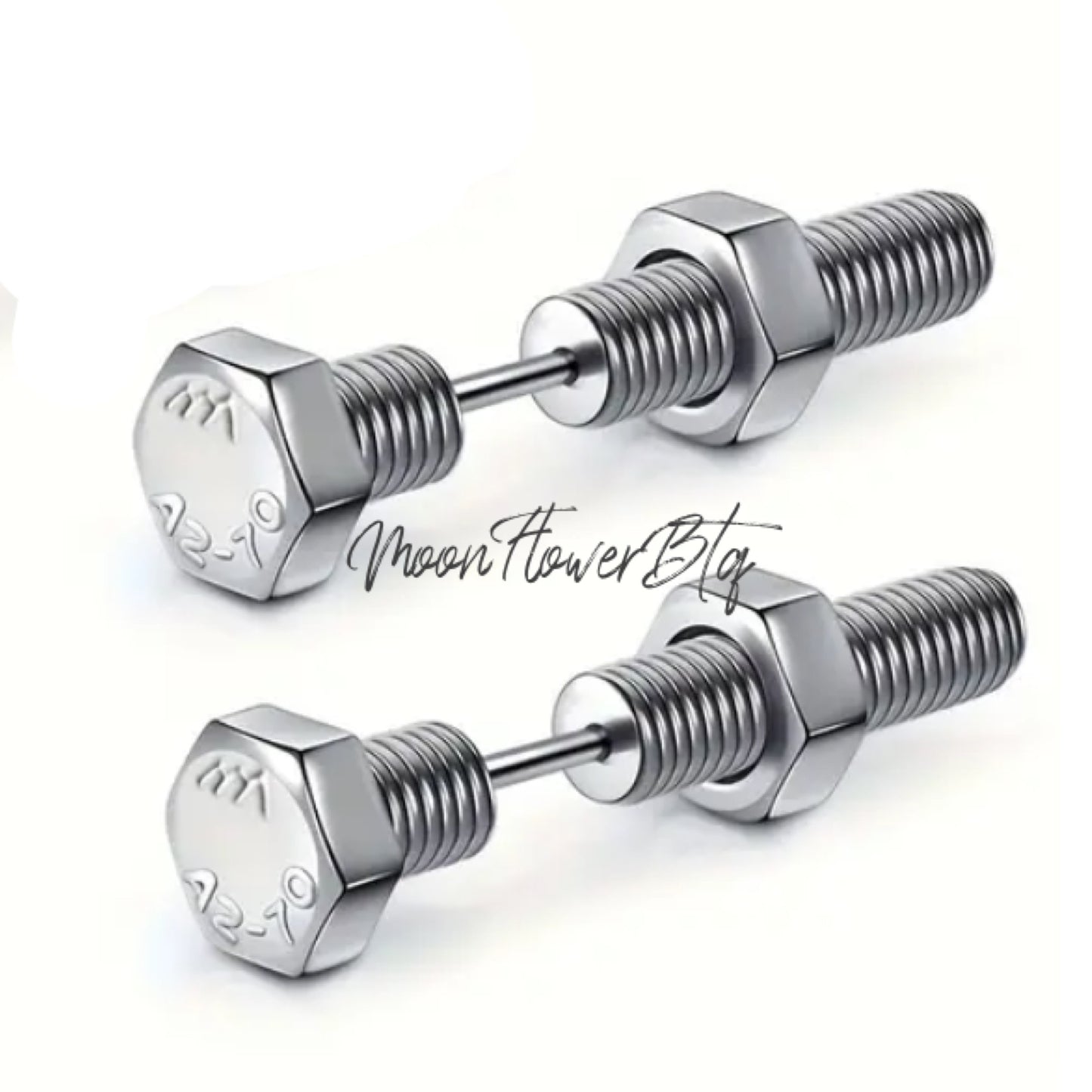 Silver Nut Bolt Earrings