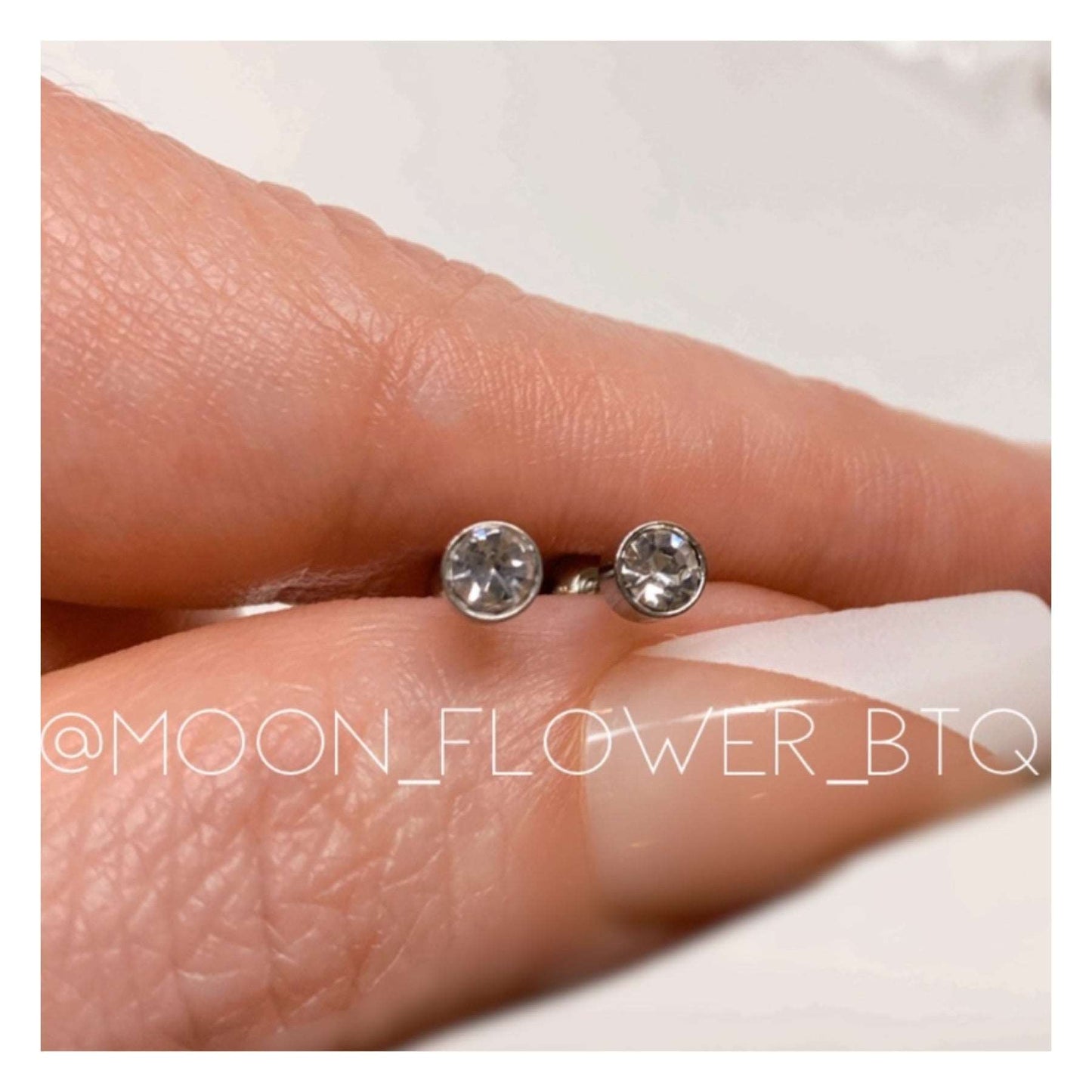 Silver CZ Barbell Earrings