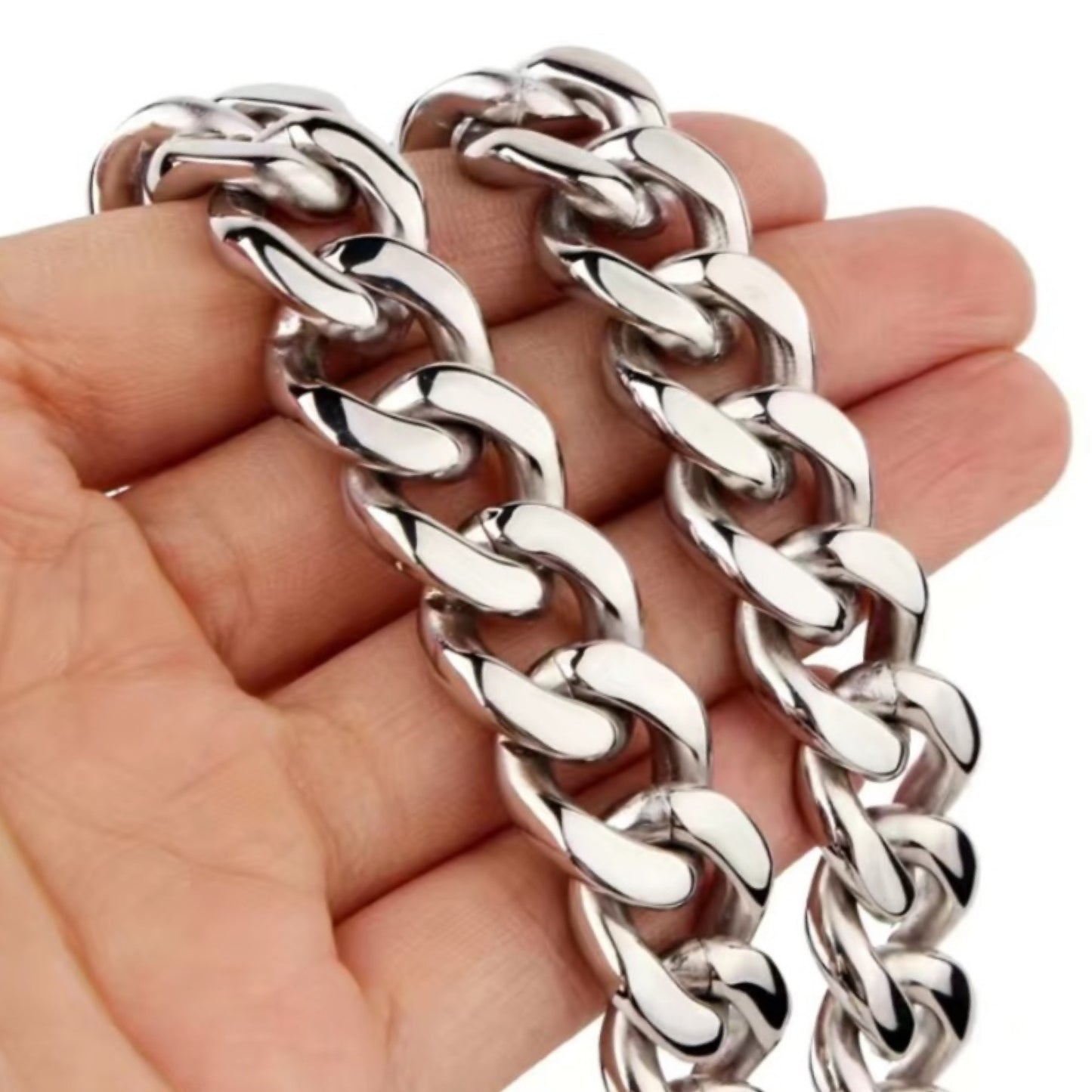 Thick Stainless Steel Cuban Chain Hip Hop Style Necklace