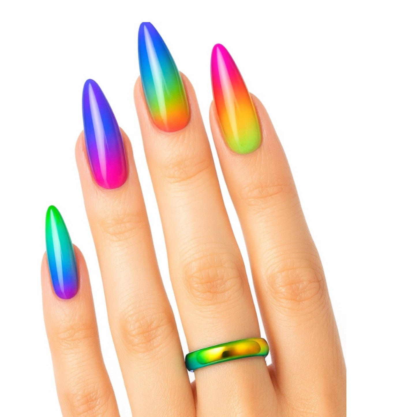 Rainbow Stainless Steel Band Ring | 2mm Anodized Multicolor Jewelry