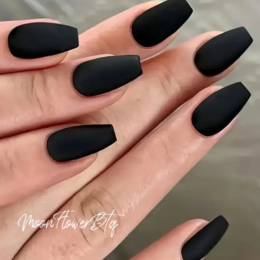 Black Matte Coffin Cut Press-On Nails