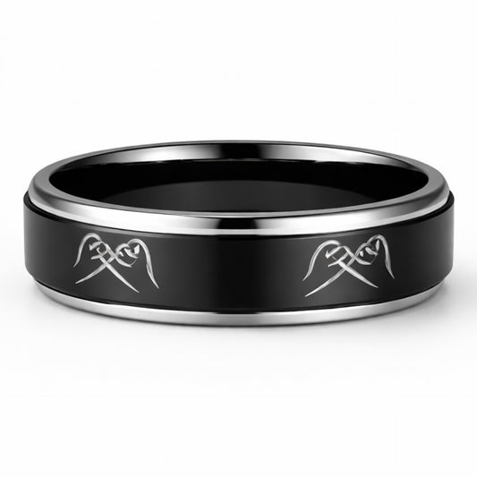 Black Pinky Promise Spinner Ring – Stainless Steel Fidget Band