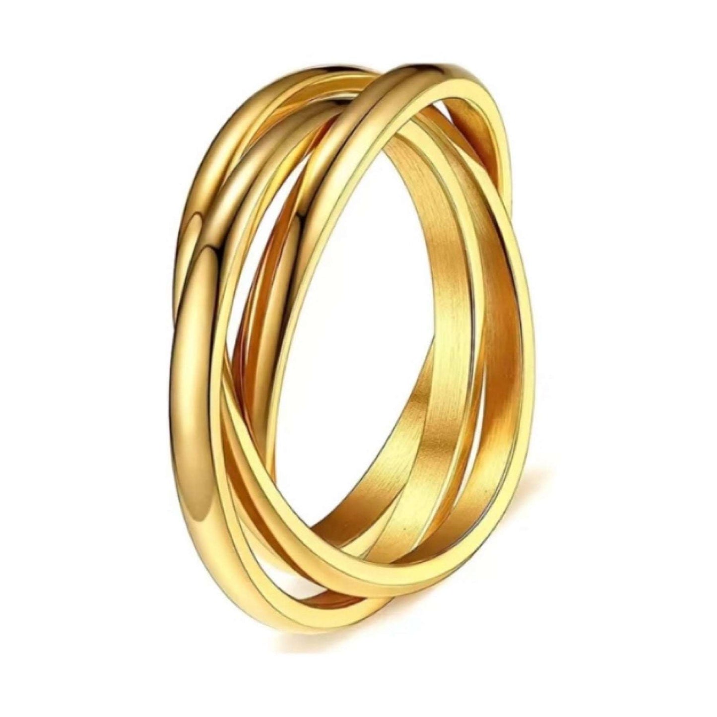 Gold Triple Interconnected Stainless Steel Anxiety Fidget Ring