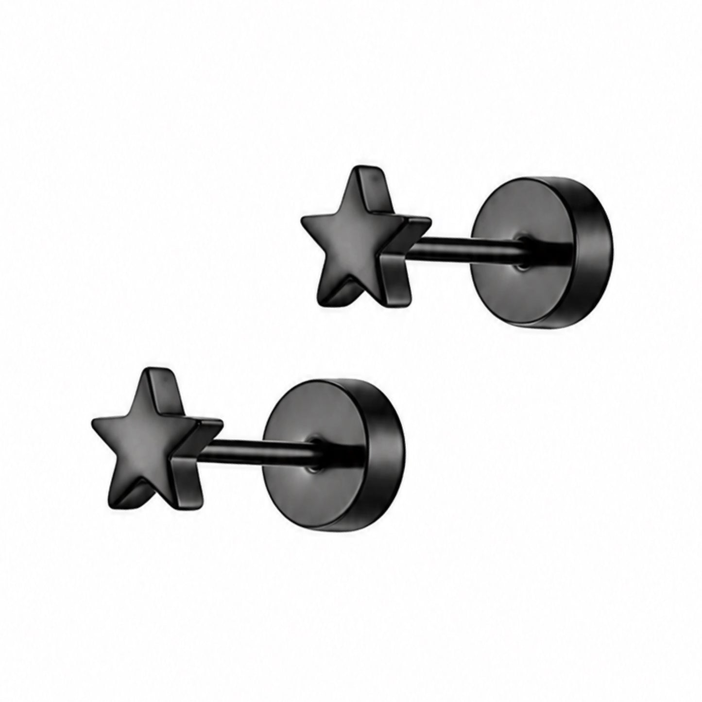 Tiny Black Star Flat Back Stud Earrings