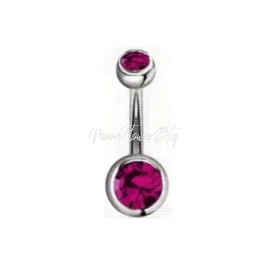 Wine Red CZ Navel Belly Button Ring